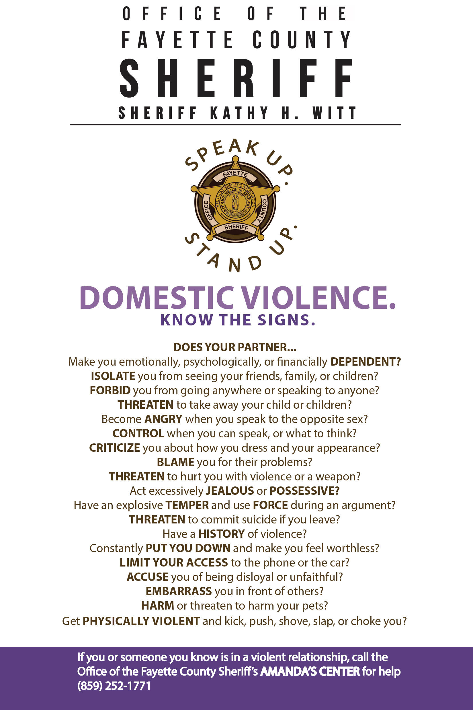 Domestic violence. Know the signs.